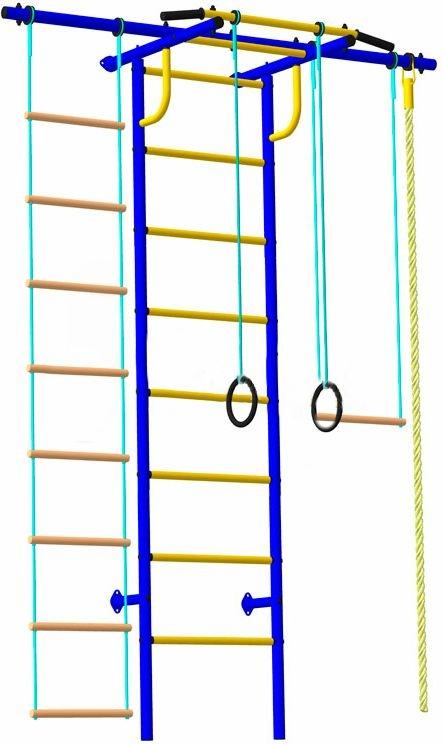 Детский спортивный комплекс "Роки-Плюс" (трапеция,кольца,канат,верев. лестница)(ультрамарин) 2 короб
