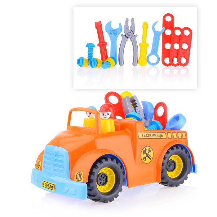 Игрушка Автомобиль"Техпомощь"(2фигурки,плоскогубцы,отвертка 2шт,ключ 2шт.,пластина 3шт.,болт 4шт.)