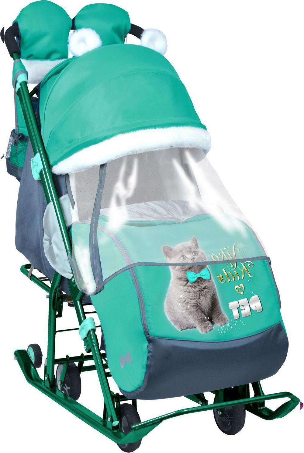 Коляска комбинированная "Ника детям 7-2" с котенком изумрудный
