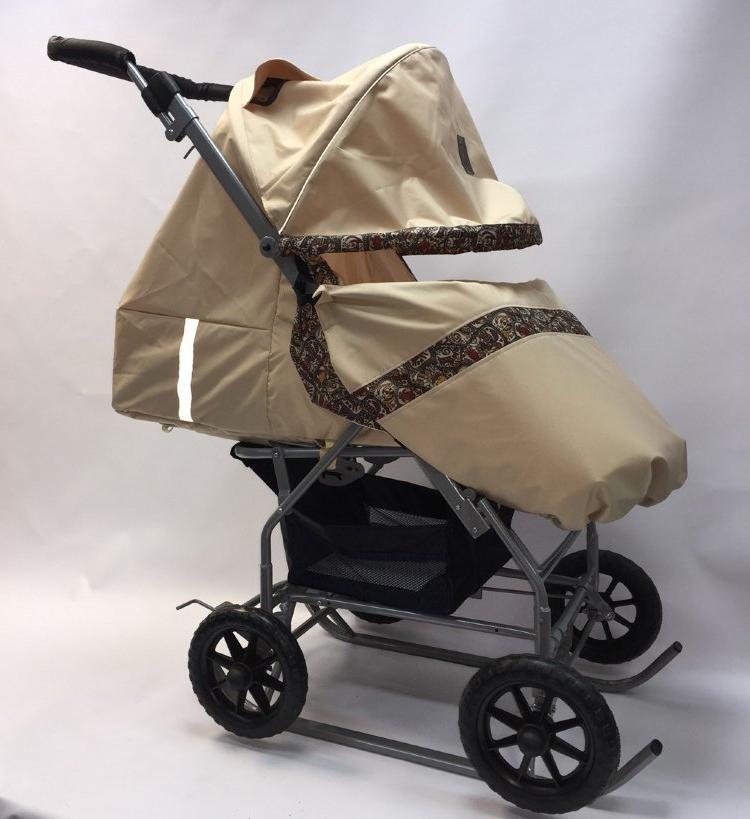 Коляска с лыжами "Вета" КД1-С(серый,синий,беж.с отделкой)