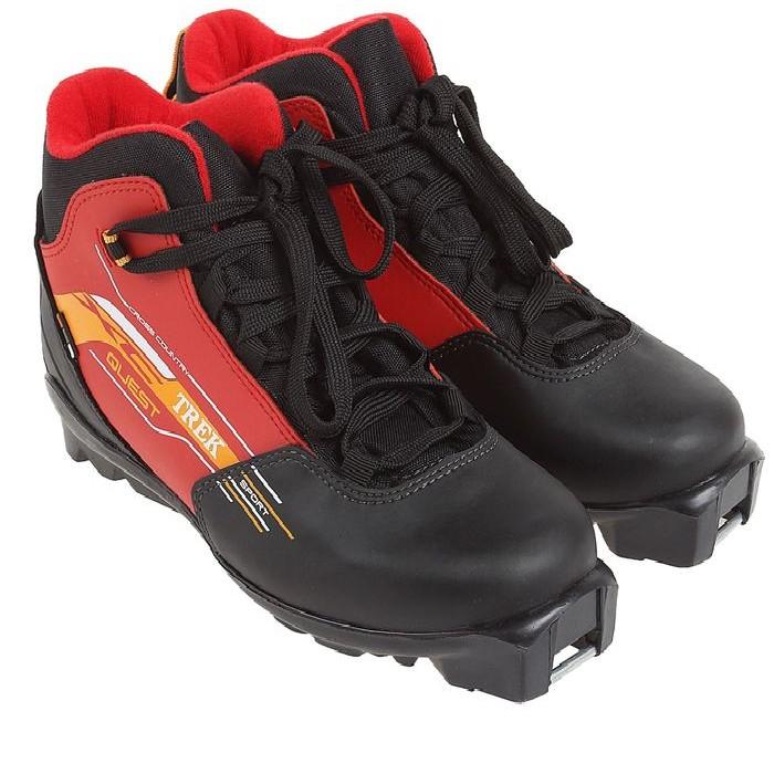 Ботинки лыжные TREK Quest SNS ИК (черный,лого лайм неон,серый,красный,синий) р.41 