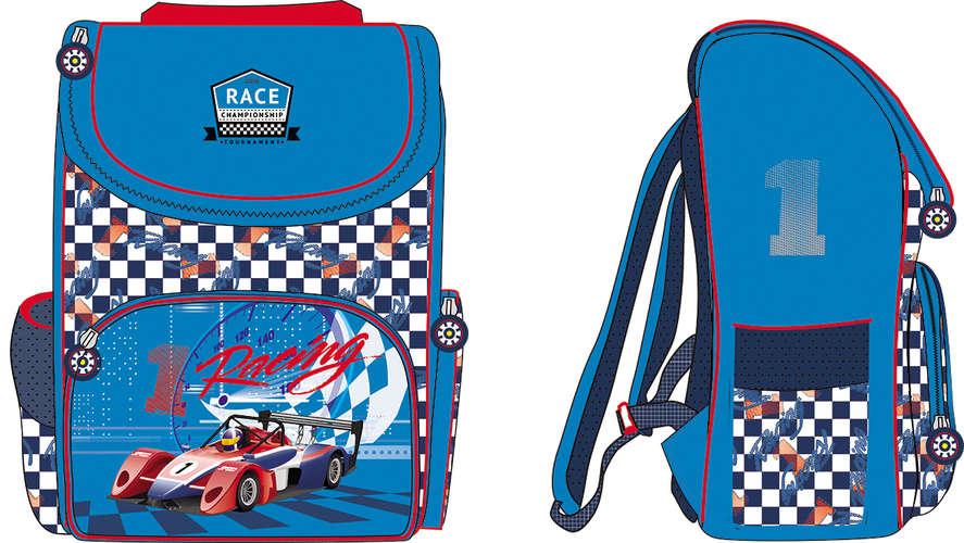 Рюкзак школьный жесткий  "Proff.Racing" 1отд.на молнии,3 внеш.карм.эргон спинка