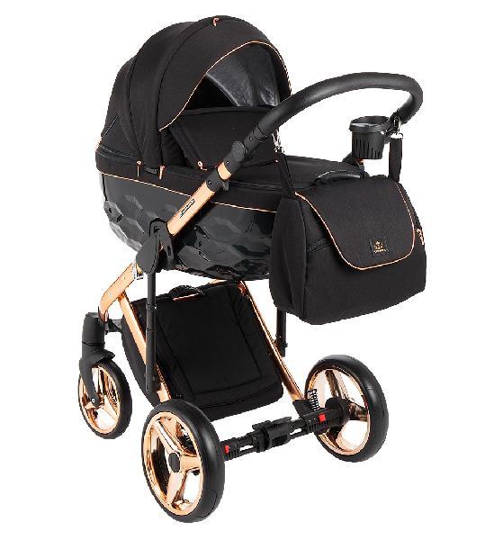 Коляска 2в1  АДАМЕКС з/л "CHANTAL"черный+медный С8,гель,пер.повор.колеса.