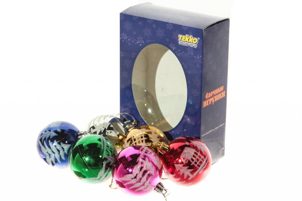 Набор елочных шаров с рисунком,6 шт,в коробке,d=6 см 6ZC6-B80