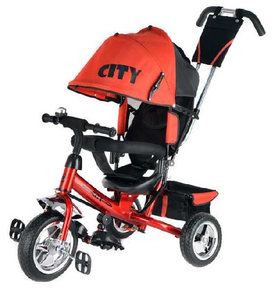 Велосипед 3-х кол.CITY-RIDE надув.колеса 12"и 10",с руч.управ,накл.спинка,3 полож,зв,корз,торм.красн