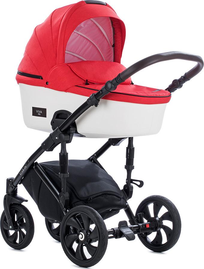 Коляска 2 в 1 TUTIS VIVA LIFE карминно-красный экокожа белый