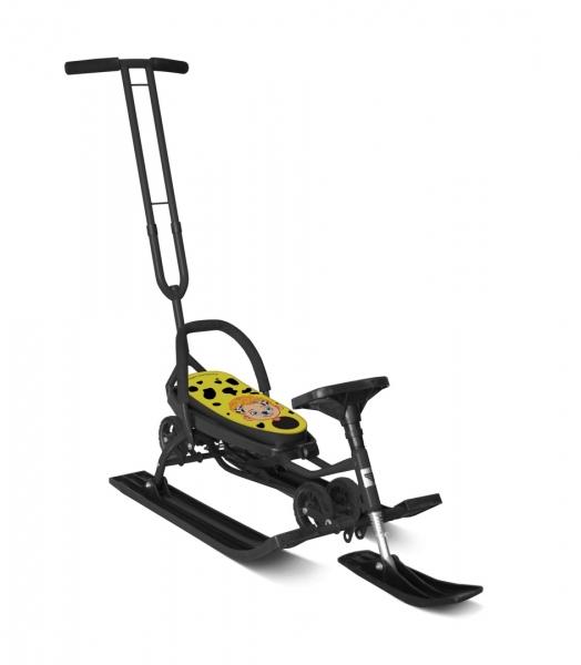 Снегокат "Snowkat" 111 "Mobile"с Т-образным толкателем и колесной базой (черный)