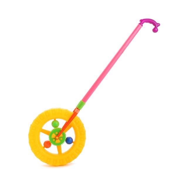 Каталка-колесо с ручкой,цвет в ассорт. в пак.L1801-3