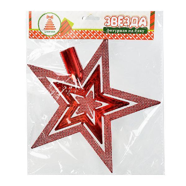 Звезда на елку фигурная "Сноу Бум",15 см, пластик, красный