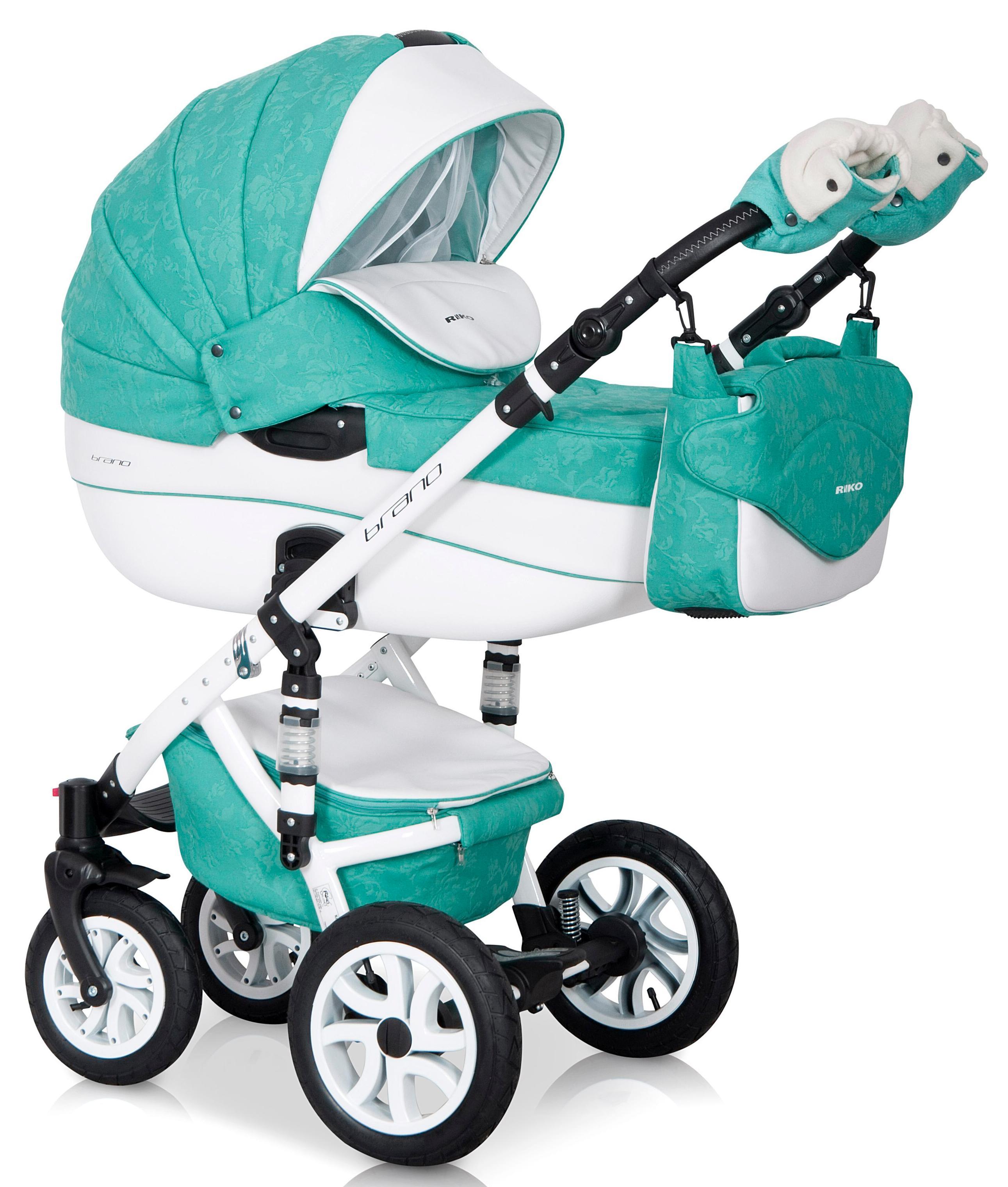 Коляска BRUNO ECCO(3 в1) Бирюза-белый