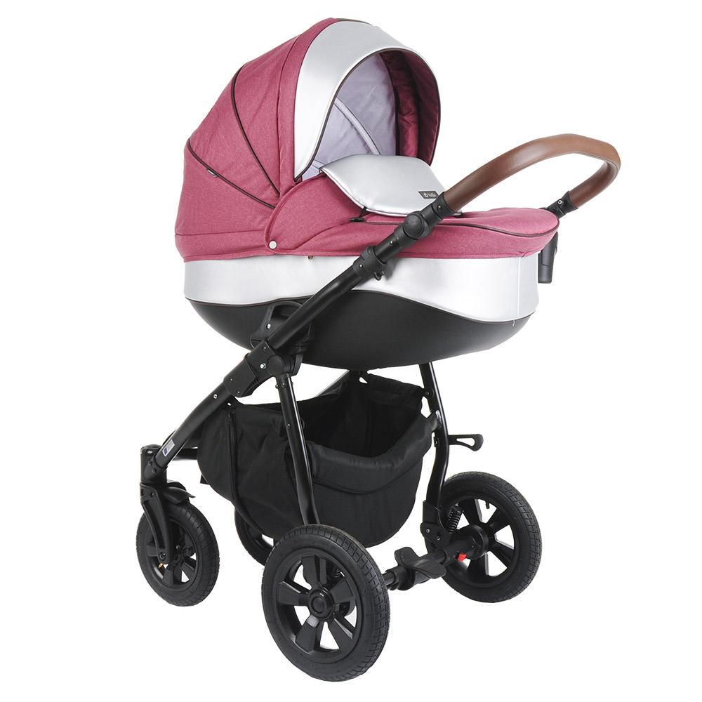 Коляска TUTIS Nanni 2в1  гранат экокожа серебро 