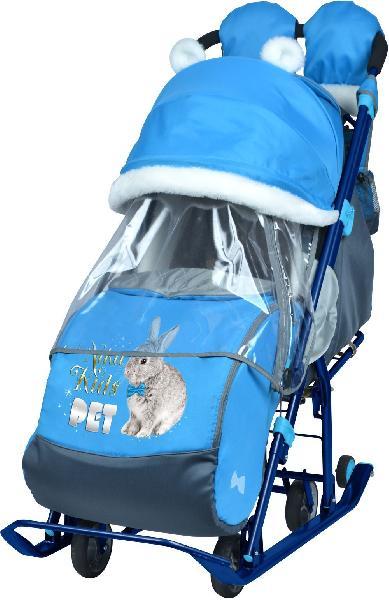 Коляска комбинированная "Ника детям 7-2" с кроликом, васильковый цвет