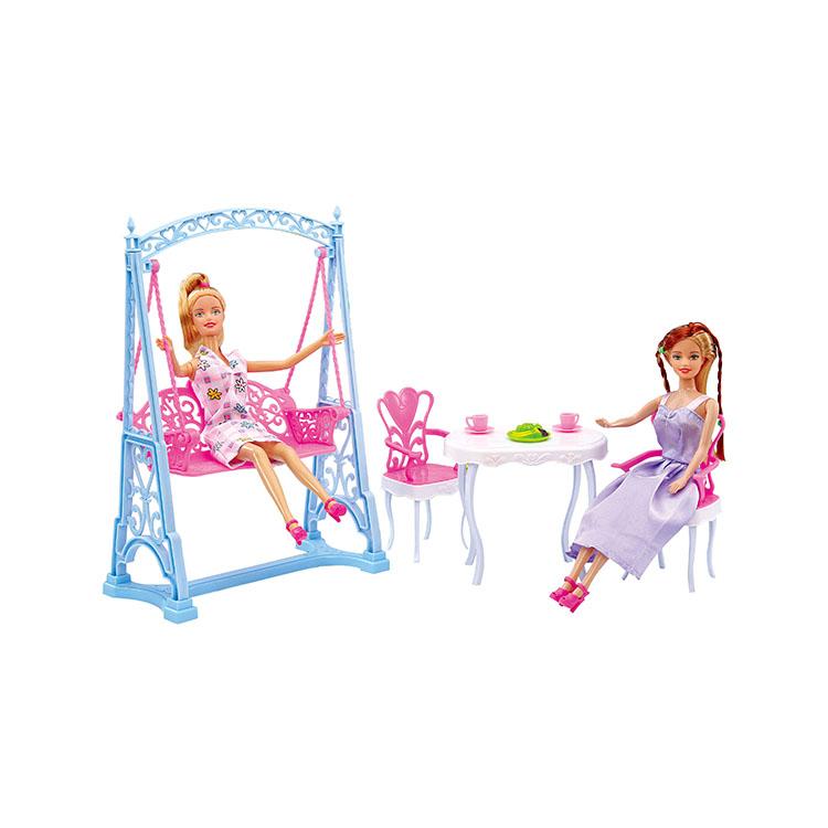 Набор мебели для куклы Dolly Toy "Вечеринка в саду"(кукла,качели,стол,стулья,аксесс.)