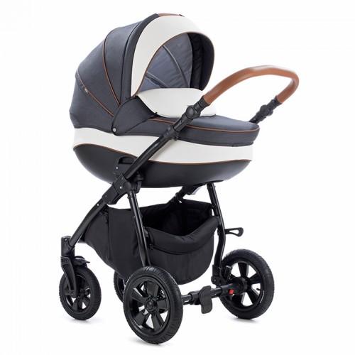 TUTIS Коляска 2в1 Nanni черный экокожа белый