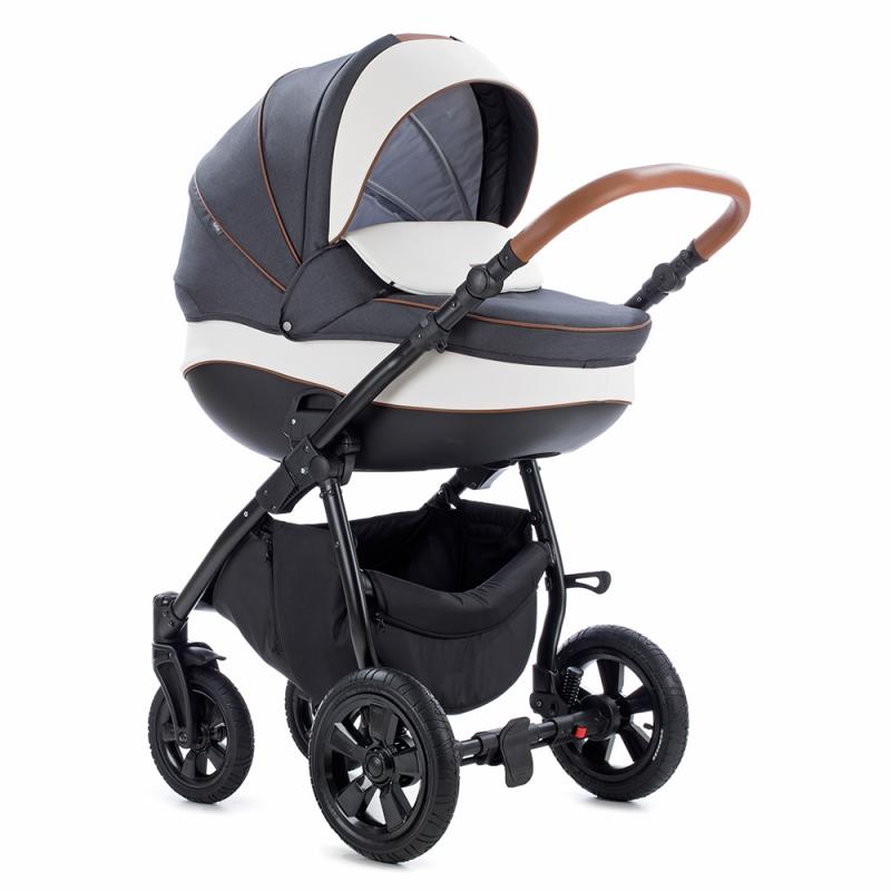 TUTIS Коляска 3в1 Nanni  черный экокожа белый