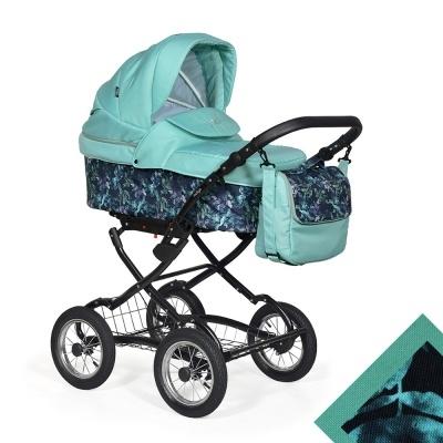 Коляска BLUES 20 2в1 (Indigo)(BI 39(мятный+т.синий узор)