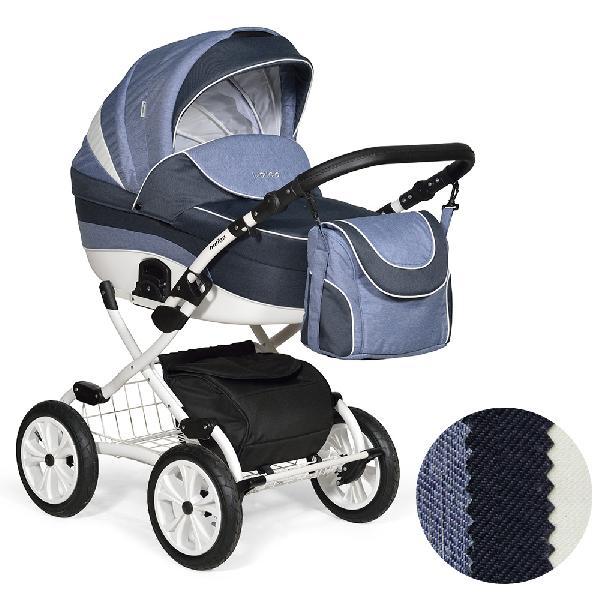 Коляска INDIGO 18  Plus 12(Indigo)(46(св.джинс+т.синий джинс+белый)