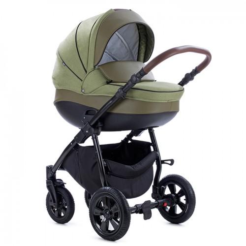TUTIS Коляска 2в1 Nanni короб+прогулка Олива+кожа Темная Олива, уц.