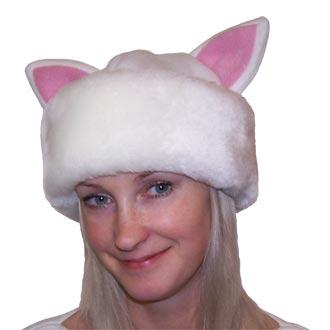 Шапка Кошечка,флис,мех,белый