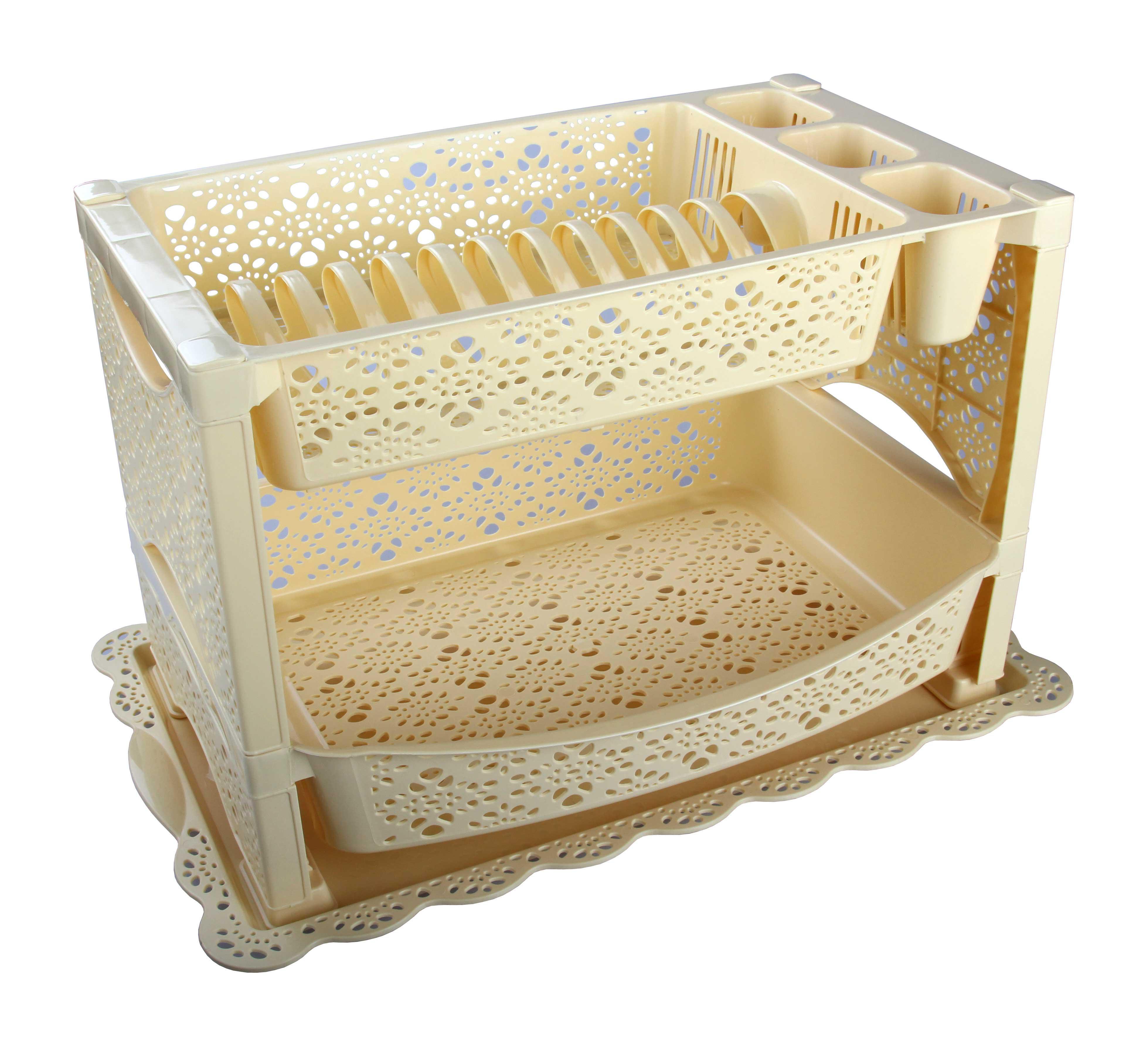 Сушилка для посуды "Кружево"2-х ярусная(беж.)