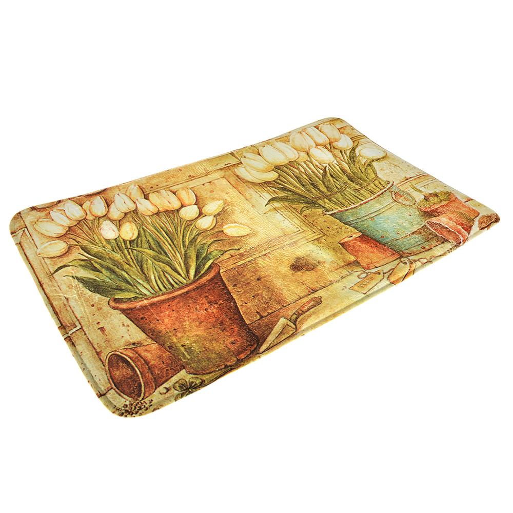 Коврик для ванной флис,принт,губка 50х80см "Тюльпаны" VETTA