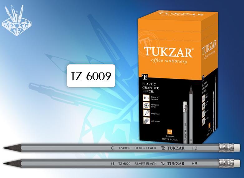 Карандаш чернографитный Silver Black с ластиком заточ. шестигран.пласт.корпус