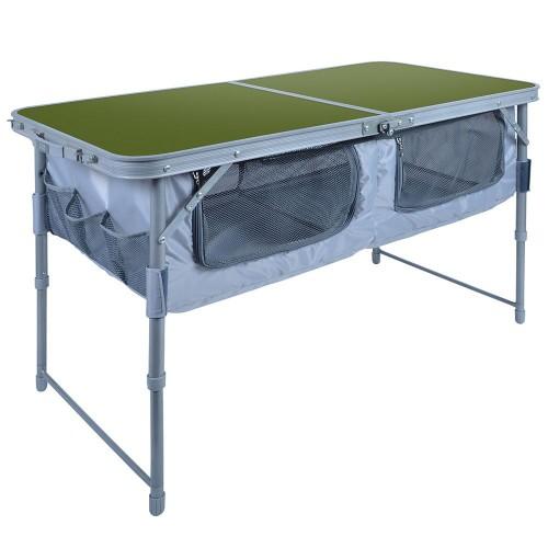 Стол ССТ-3П(пл.с полкой)складной металлик/хаки