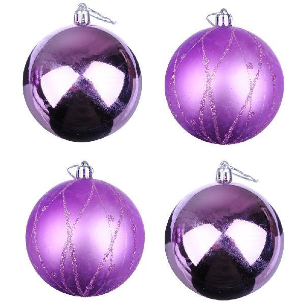 Набор шаров "Сноу Бум" 4 шт, 8 см, пластик, лиловый 