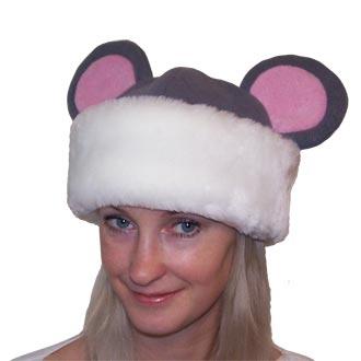 Шапка Мышь,флис,мех,серый 