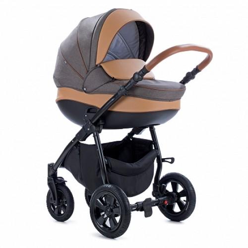 TUTIS Коляска 3в1 Nanni темно-коричневый эко кожа беж