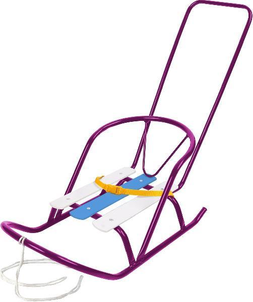 Санки кукольные "Ника" с толкателем, амарантовый цвет