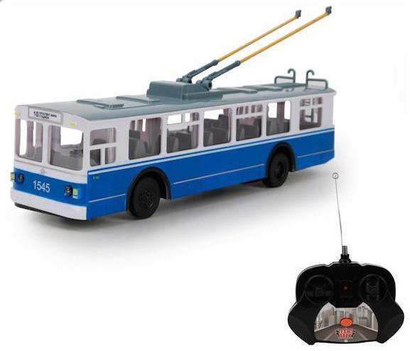 Машина Троллейбус "Технопарк"р/у свет+звук, открыв. двери в русск. коробке 24см.TROL-RC