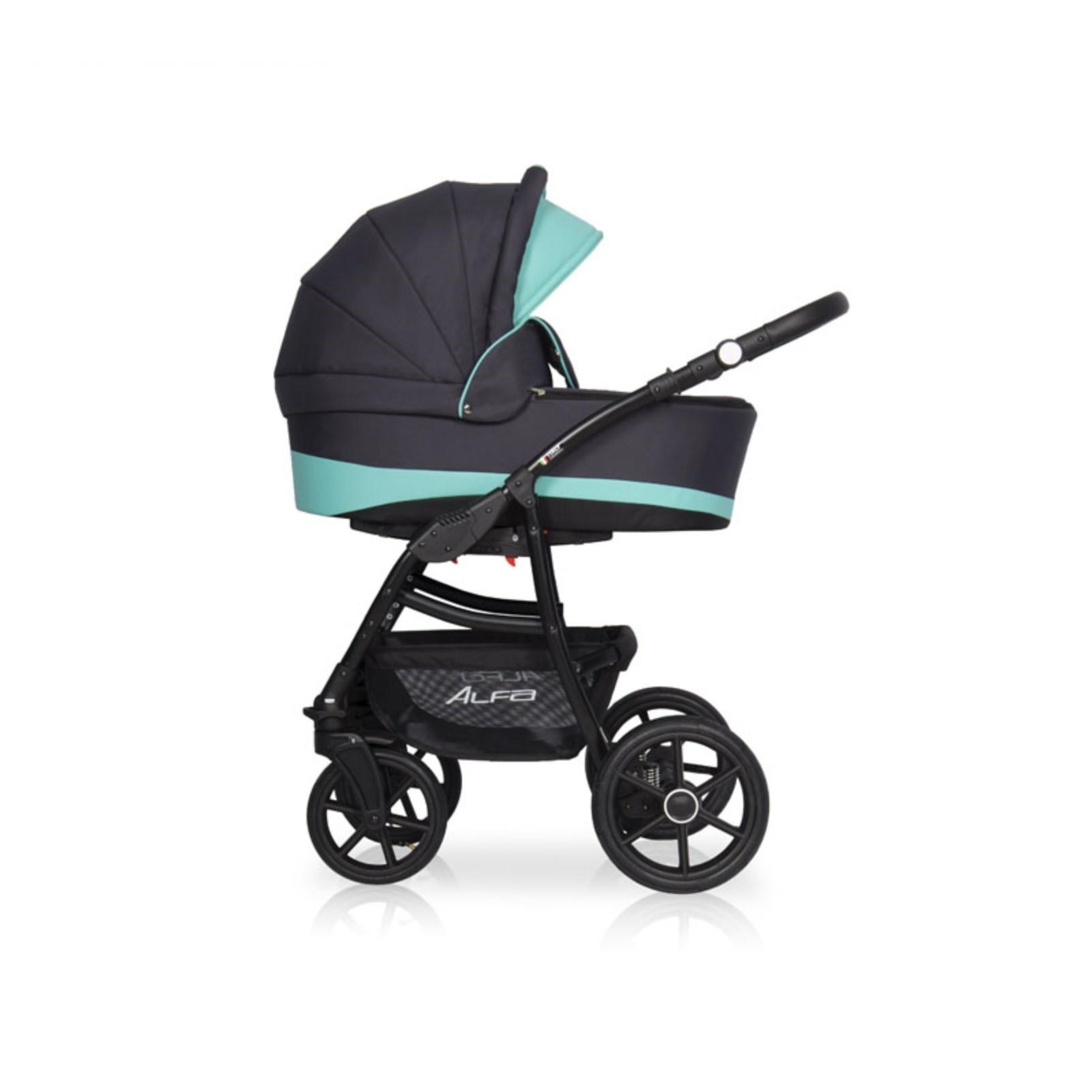 Коляска ALFA Rico Basic серый-бирюзовый																					