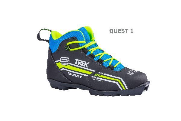 Ботинки лыжные TREK Quest SNS ИК (черный,лого синий,красный,лайм неон,серый) р.45