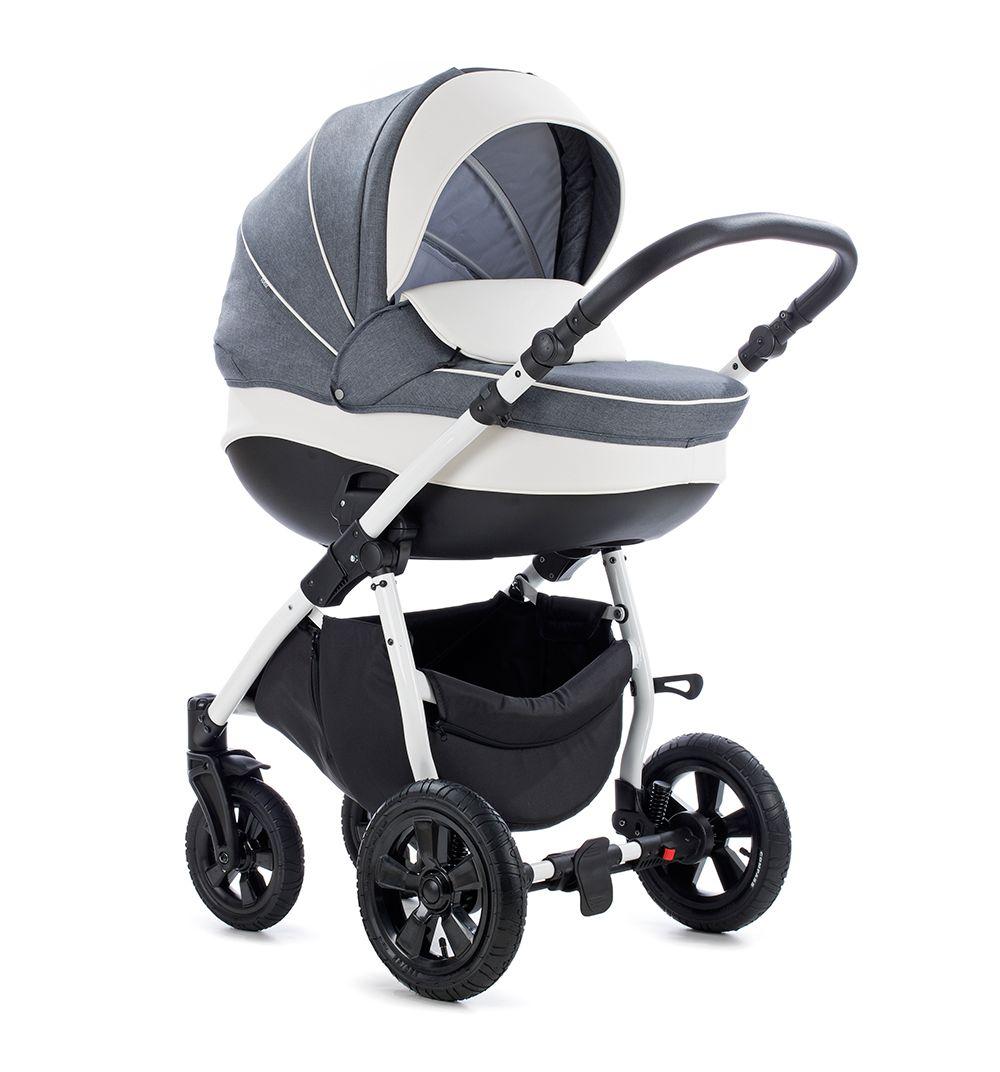 TUTIS Коляска 2в1 Nanni темно-серый экокожа белый