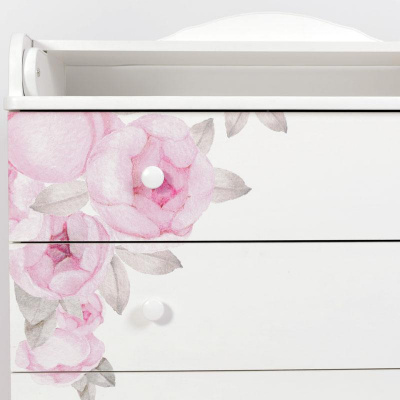 Комод "Пионы" 4 ящика ЛДСП 800/4 белый																														