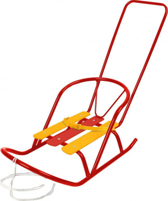 Санки кукольные "Ника" с толкателем, красный цвет